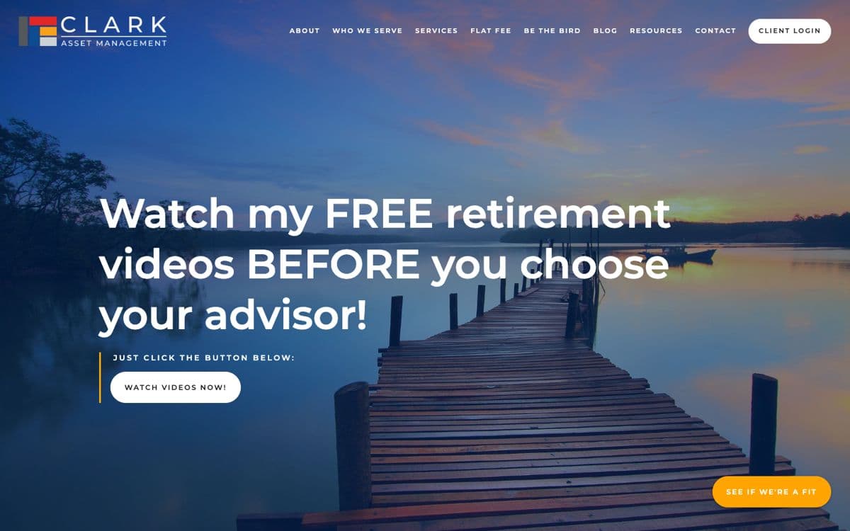 The Clark Asset Management homepage, first screen
