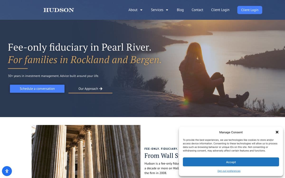 The Hudson homepage, first screen