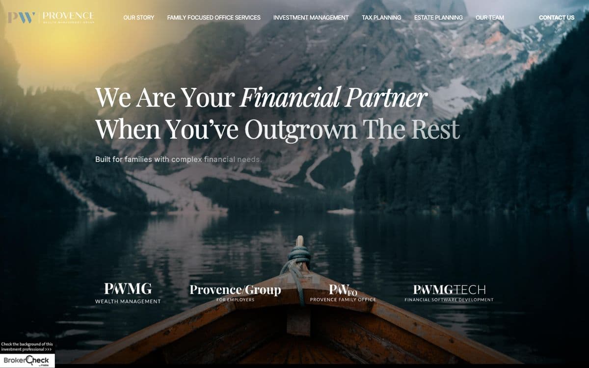 The Provence Wealth Management Group homepage, first screen