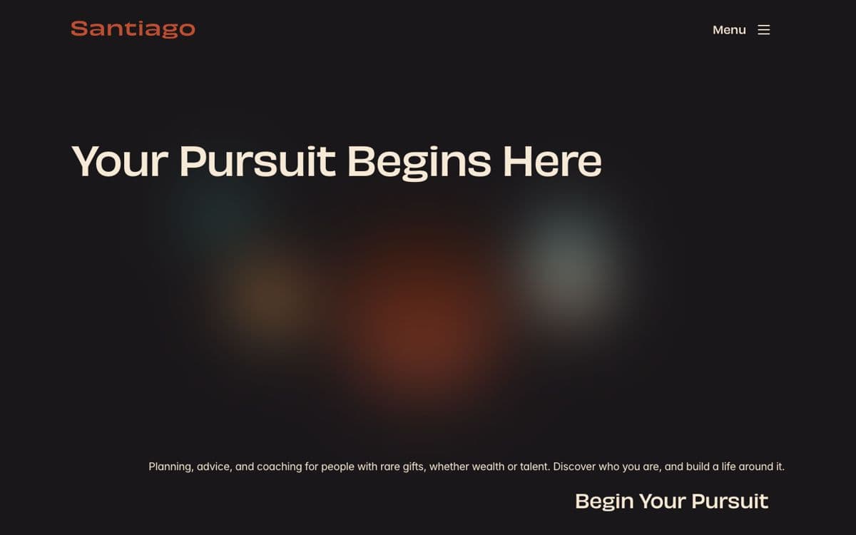 The Santiago homepage, first screen